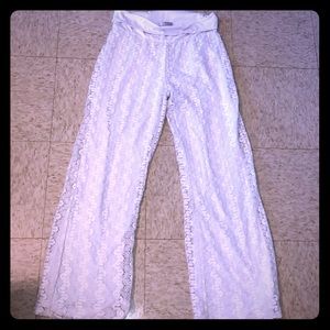Vanity white lace palazzo pants